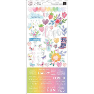 Scrapbooking  Paige Evans Bloom Street Cardstock Stickers 6"X12" 97/Pkg W/Iridescent Foil Accents Paper Pad