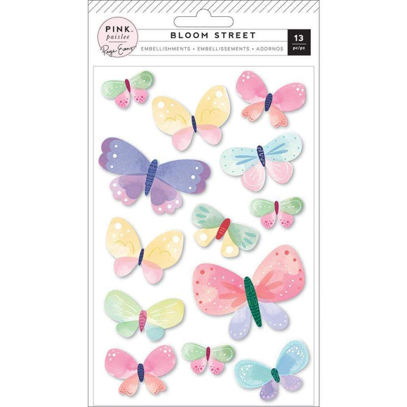 Scrapbooking  Paige Evans Bloom Street Dimensional Stickers 13/Pkg Paper Pad