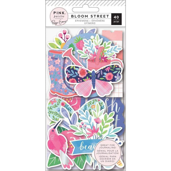 Scrapbooking  Paige Evans Bloom Street Ephemera Cardstock Die-Cuts 40/Pkg W/Iridescent Foil Accents Paper Pad