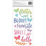 Scrapbooking  Paige Evans Bloom Street Thickers Stickers 54/Pkg Flutter Phrase/Puffy Vinyl Paper Pad