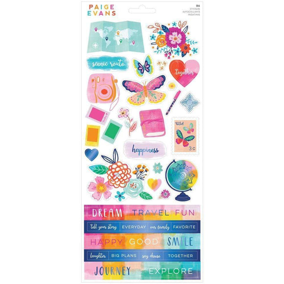 Scrapbooking  Paige Evans Go The Scenic Route Cardstock Stickers 86/Pkg Puffy Stickers