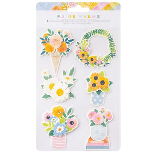 Scrapbooking  Paige Evans Garden Shoppe Layered Stickers 6/Pkg stickers