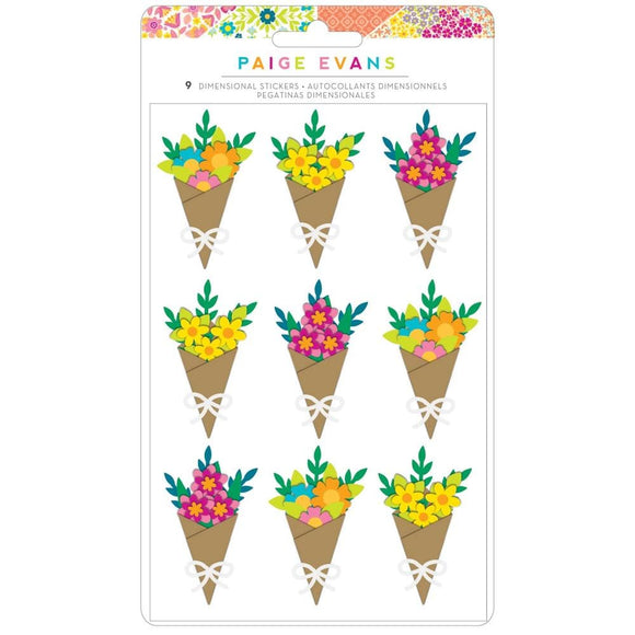 Scrapbooking  Paige Evans Splendid Dimensional Stickers 9/Pkg Bouquets stickers