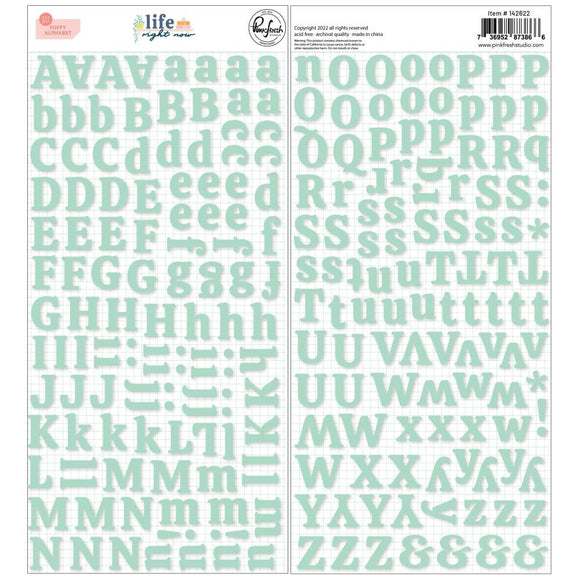 Scrapbooking  PinkFresh Life Right Now Puffy Alpha Stickers 233pk Alphas