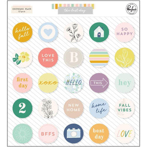 Scrapbooking  PinkFresh Chipboard Flair Stickers The Best Day Chipboard