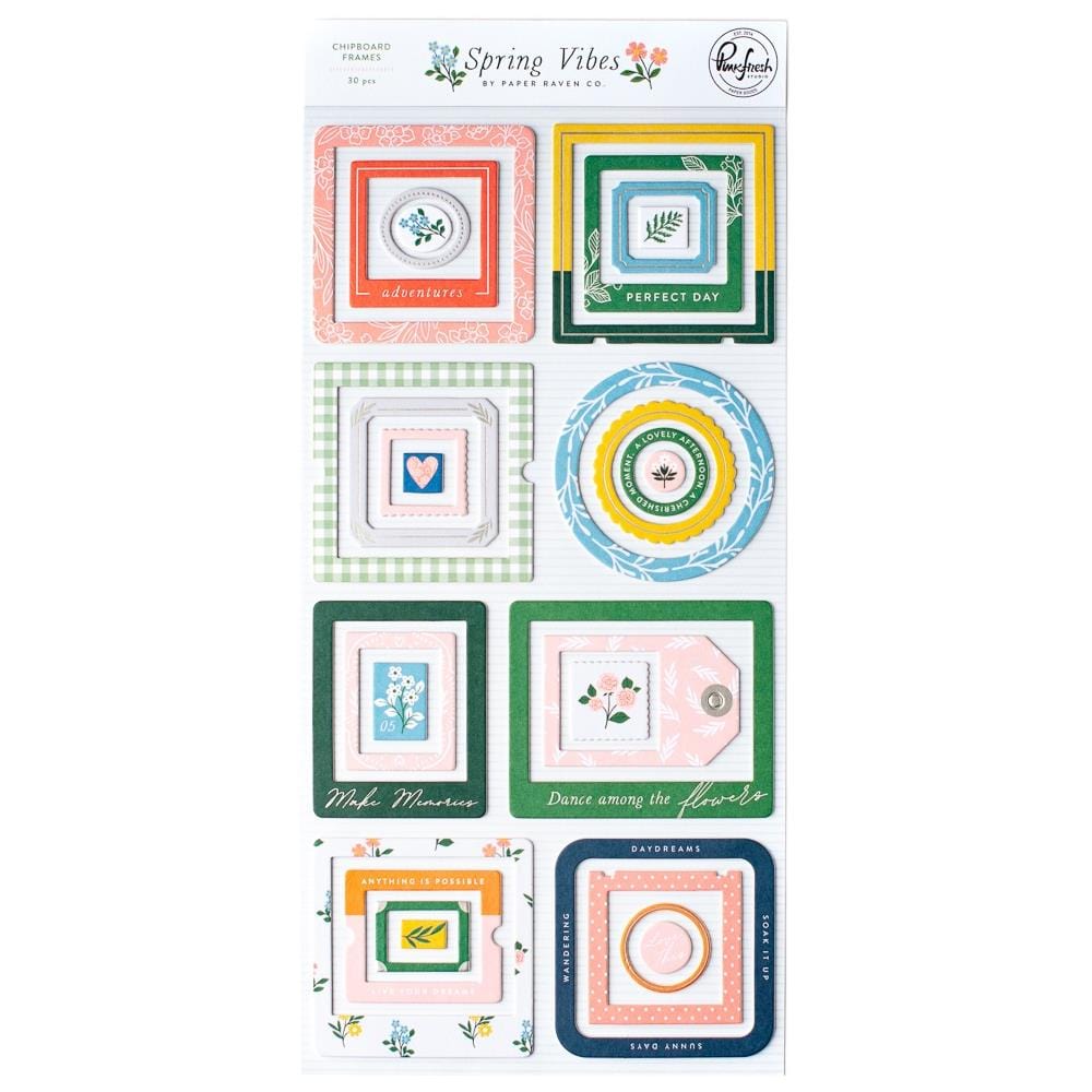 PinkFresh Chipboard Frames Stickers Spring Vibes