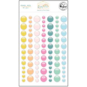 Scrapbooking  PinkFresh Enamel Dot Stickers Happy Heart 84pk Embellishments