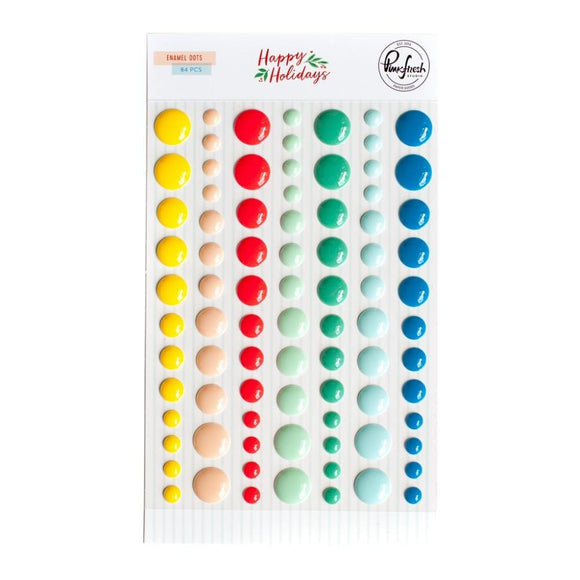 Scrapbooking  PinkFresh Enamel Dot Stickers Happy Holidays Embellishments