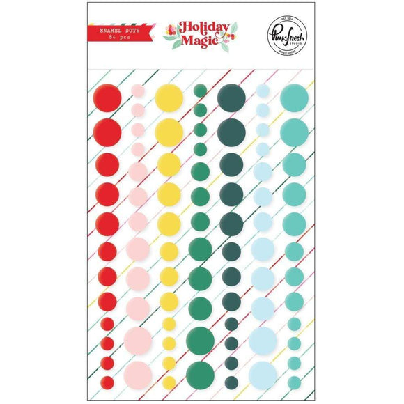 Scrapbooking  PinkFresh Enamel Dot Stickers Holiday Magic Embellishments