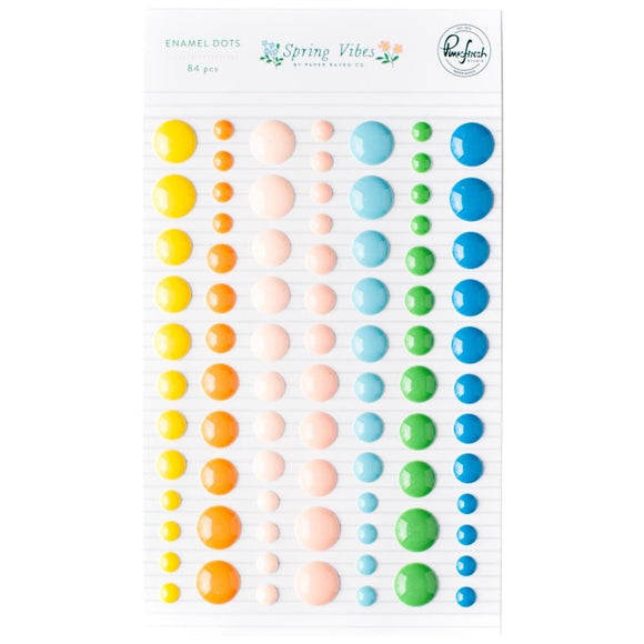 Scrapbooking  PinkFresh Enamel Dot Stickers Spring Vibes 84pk Embellishments