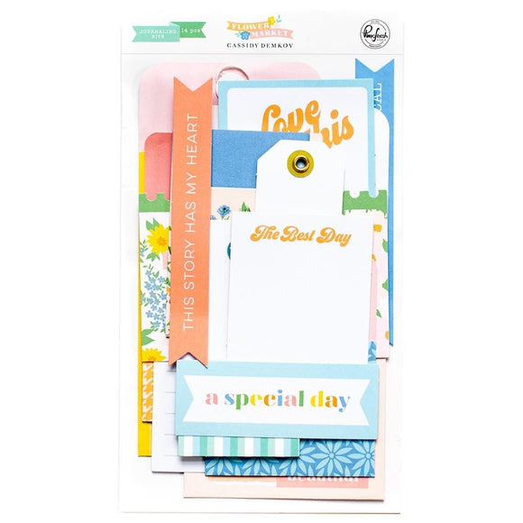 Scrapbooking  PinkFresh Flower Market Journaling Bits 13/Pkg Embellishments