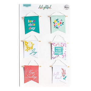 Scrapbooking  PinkFresh Hanging Banners Stickers Delightful 6pk Embellishments