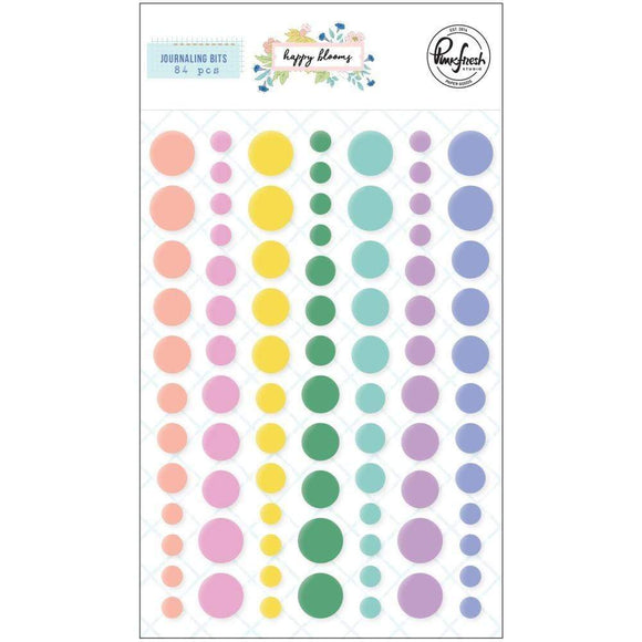 Scrapbooking  PinkFresh Happy Blooms Enamel Dot Stickers  84pk Embellishments