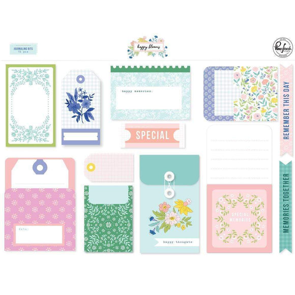 Scrapbooking  PinkFresh Happy Blooms Journaling Bits 14/Pkg Embellishments