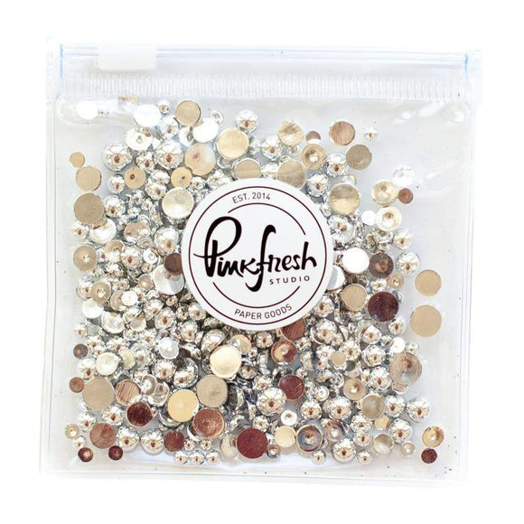 Scrapbooking  Pinkfresh Jewel Essentials - Metallic Pearls Silver Embellishments