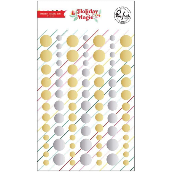 Scrapbooking  PinkFresh Metallic Enamel Dot Stickers Holiday Magic Embellishments