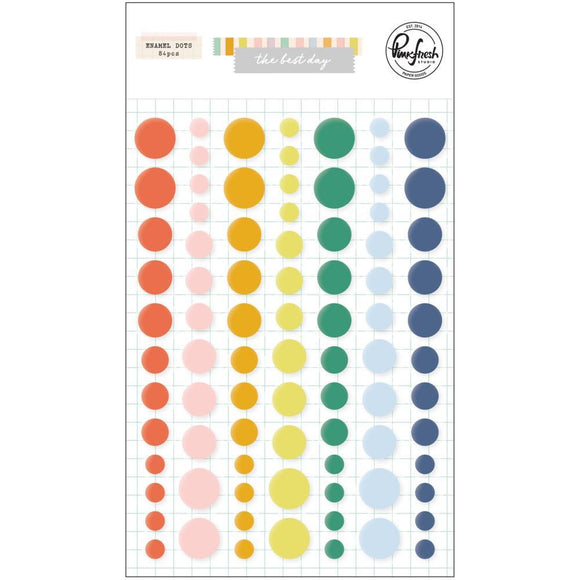 Scrapbooking  PinkFresh The Best Day Enamel Dot Stickers Embellishments