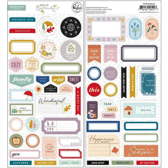 Scrapbooking  Days Of Splendor Cardstock Stickers -57pk Ephemera