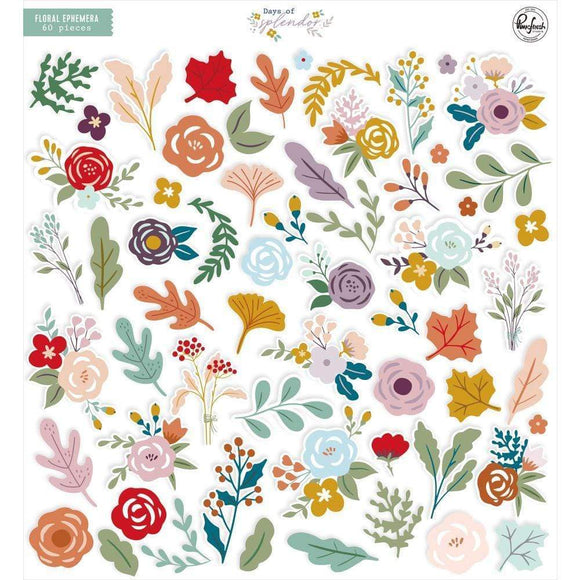 Scrapbooking  Days Of Splendor Floral Cardstock Die-Cuts - 60pk Ephemera