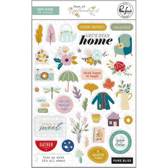 Scrapbooking  Days Of Splendor Puffy Stickers - 38pk Ephemera
