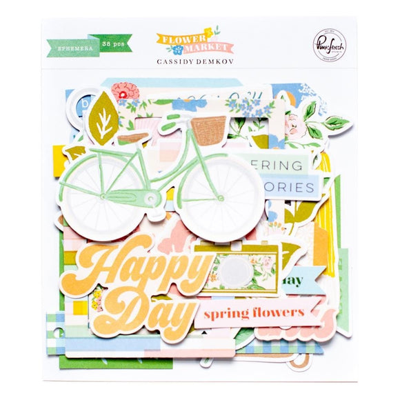 Scrapbooking  Pinkfresh Cardstock Die-Cuts Ephemera Pack Flower Market Ephemera