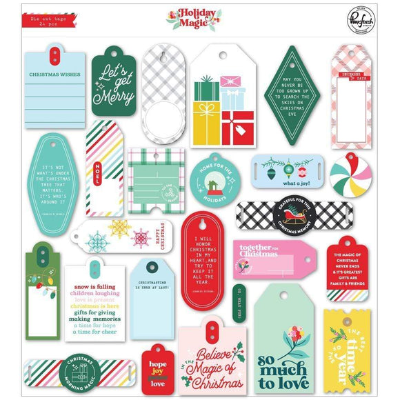 Scrapbooking  PinkFresh Cardstock Die-Cuts Tags, Holiday Magic Ephemera