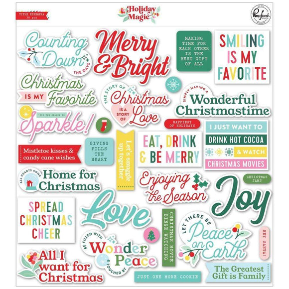 Scrapbooking  PinkFresh Cardstock Die-Cuts Title, Holiday Magic Ephemera