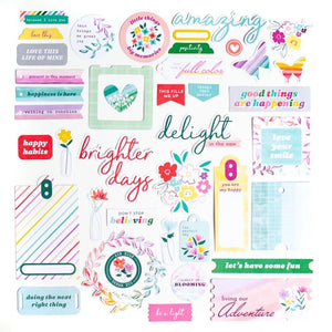 Scrapbooking  PinkFresh Floral Cardstock Die-Cuts Delightful 41pk Ephemera