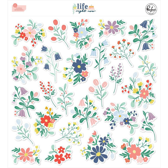 Scrapbooking  PinkFresh Floral Cardstock Die-Cuts Life Right Now Ephemera