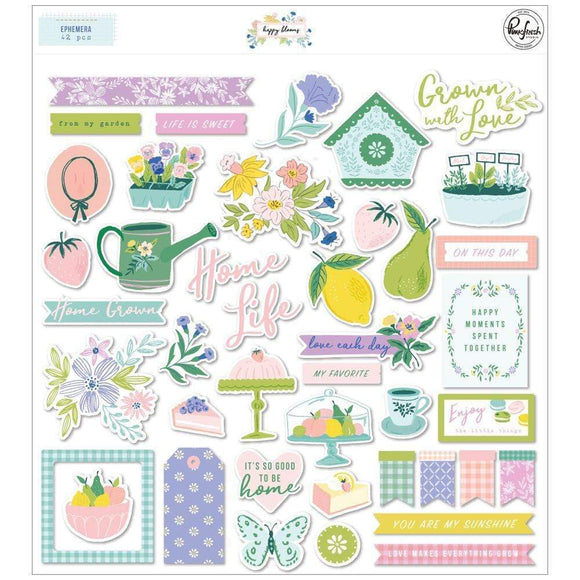 Scrapbooking  PinkFresh Happy Blooms Cardstock Die-Cuts 42pk Ephemera