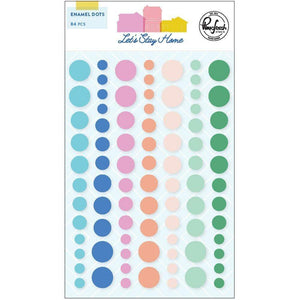Scrapbooking  Let's Stay Home Enamel Dot Stickers 84pk Paper 12"x12"