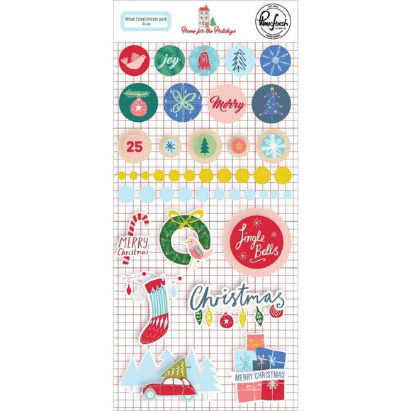 Scrapbooking  Home For The Holidays Mixed Embellishment Pack 43/Pkg Paper 12x12