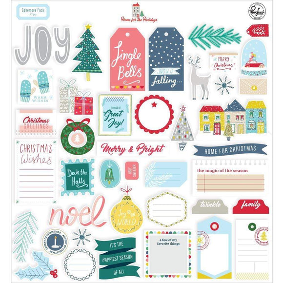Scrapbooking  PinkFresh Home For The Holidays Cardstock Die-Cuts , 42/Pkg Paper 12x12