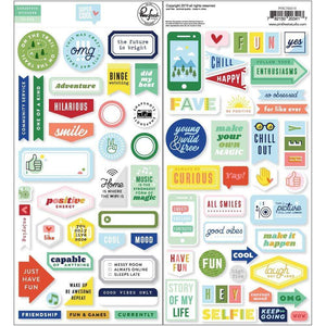 Scrapbooking  PinkFresh Super Cool Cardstock Stickers 12x12inch Paper 12x12