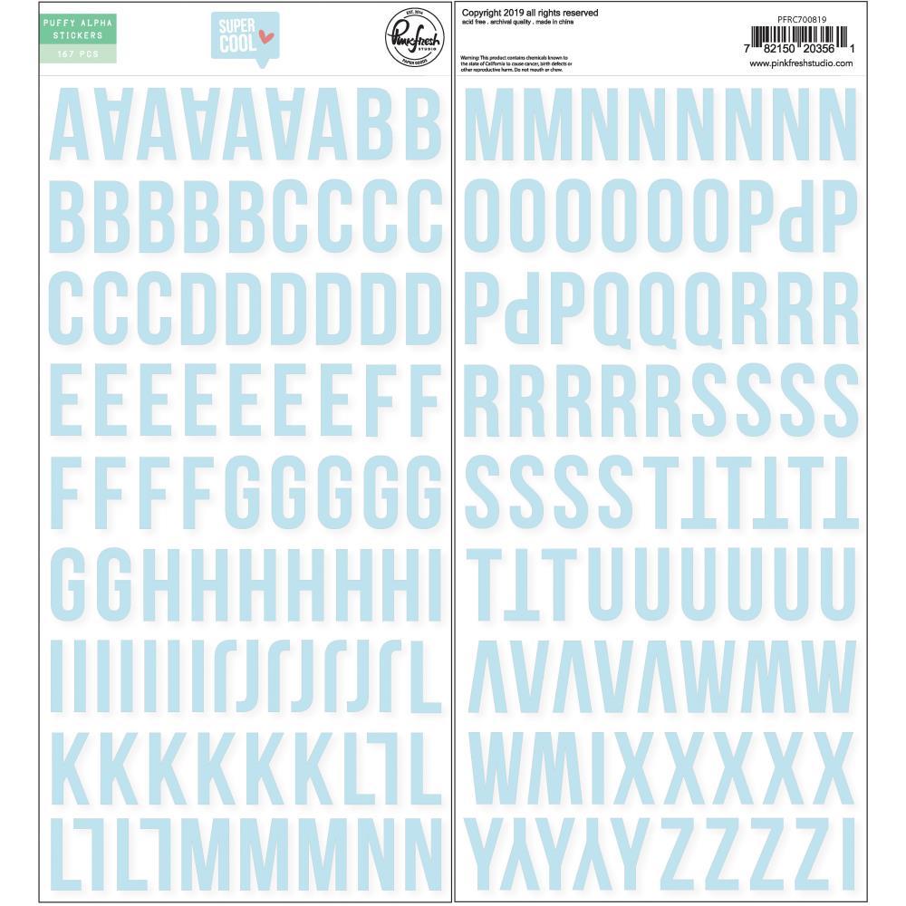 Super Cool Puffy Alpha Stickers -Blue