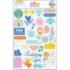Scrapbooking  Let's Stay Home - Puffy Stickers 32pk Puffy Stickers