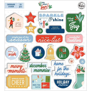 Scrapbooking  Oh What Fun Chipboard Flair - 25pk stickers