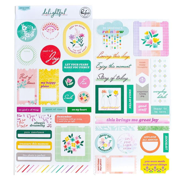 Scrapbooking  PinkFresh Cardstock Stickers Delightful 46pk stickers