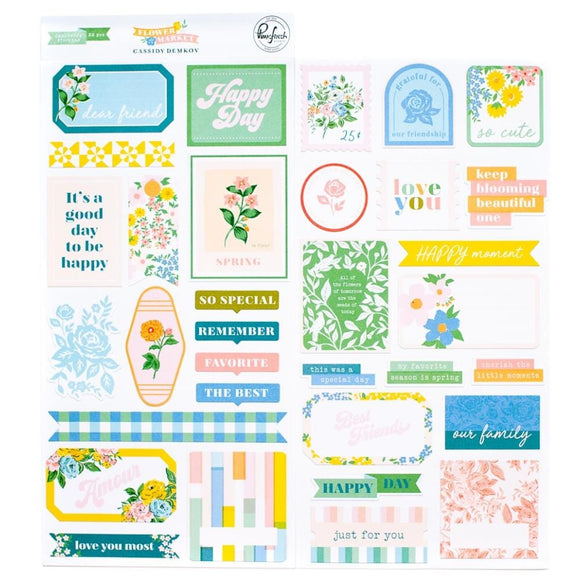 Scrapbooking  PinkFresh Cardstock Stickers Flower Market stickers
