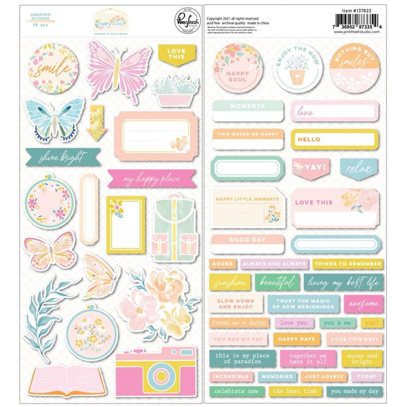 Scrapbooking  PinkFresh Cardstock Stickers Happy Heart 59pk stickers