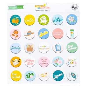 Scrapbooking  PinkFresh Chipboard Flair Flower Market 25pk stickers