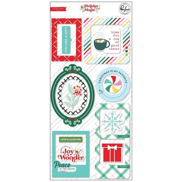Scrapbooking  PinkFresh Chipboard Frames Stickers Holiday Magic stickers