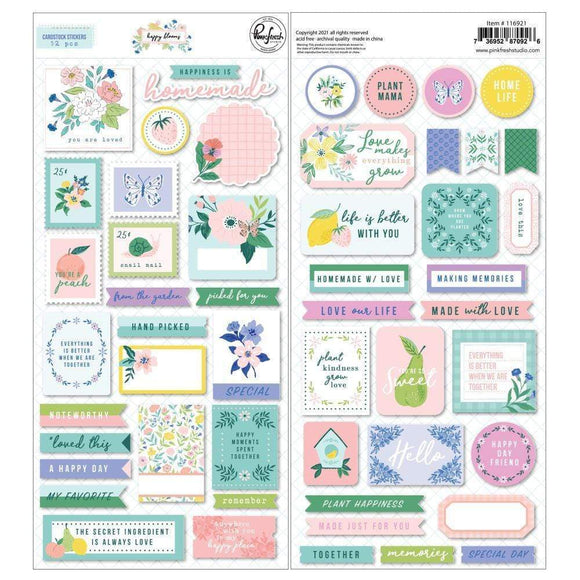 Scrapbooking  PinkFresh Happy Blooms Cardstock Stickers 52pk stickers