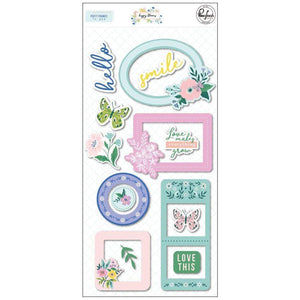 Scrapbooking  PinkFresh Happy Blooms Puffy Frames Stickers  14pk stickers