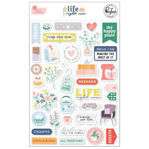 Scrapbooking  PinkFresh Life Right Now Puffy Stickers 34pk stickers
