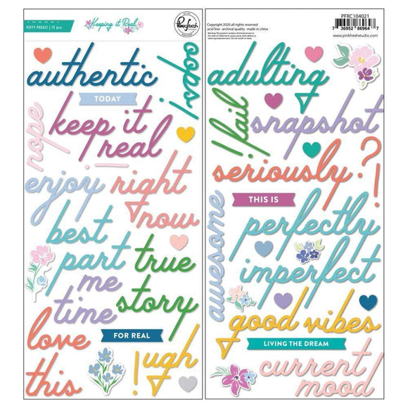 Scrapbooking  PinkFresh Puffy Phrase Stickers Keeping It Real stickers