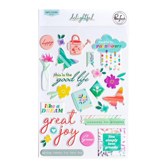 Scrapbooking  PinkFresh Puffy Stickers Delightful 23pk stickers