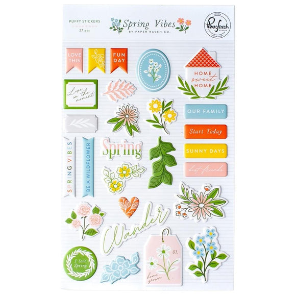 Scrapbooking  PinkFresh Puffy Stickers Spring Vibes 27pk stickers