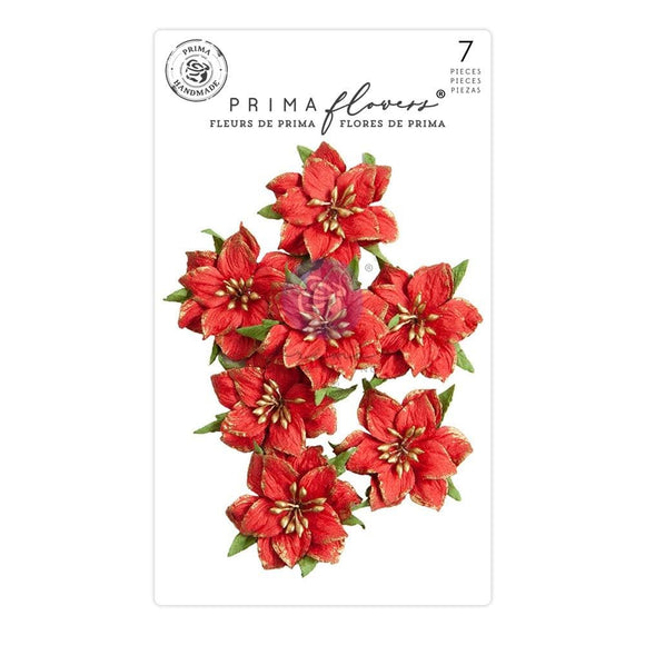 Scrapbooking  Prima Marketing Mulberry Paper Flowers Rudolph's Nose/Candy Cane Lane Flowers