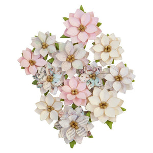 Scrapbooking  Prima Marketing Mulberry Paper Flowers Glittery Snow/Sugar Cookie 12pk Paper Pad